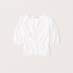 Abercrombie & Fitch Women's Lace Eyelet Button-Up Blouse